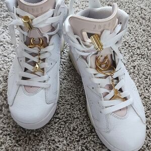 Air Jordan 6 Gold Hoops Retro Women’s White & Light Pink High-Tops